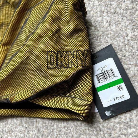 DKNY SWIM sz L Mesh Overlay Army Green Black Modest Cap Sleeve Crop Cumin - Picture 7 of 7
